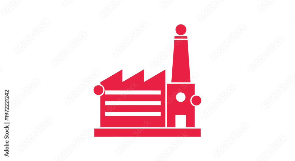 Naklejka premium Red Industrial Factory Building Icon Isolated on White Background.