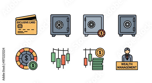 Wealth Management and Investment Icons.