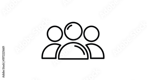 Simple Line Art Illustration of Three People Together.