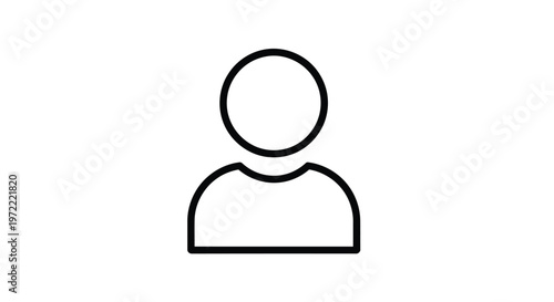 Simple Outline Illustration of a Persons Avatar Profile Icon.