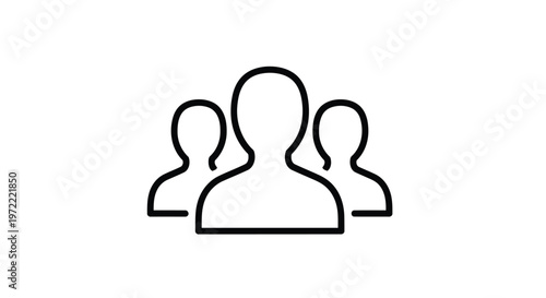 Simple Outline Illustration of Three Human Figures Representing People.