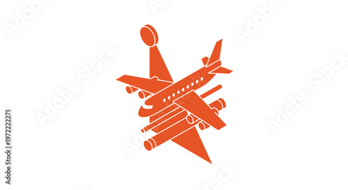 Orange Airplane Silhouette Depicting Flight and Transportation Concepts.