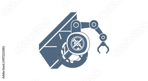Modern Robotic Arm Icon Depicting Industrial Automation and Technology.