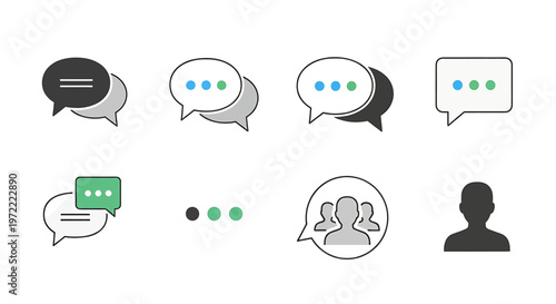 Chat speech bubbles and user profile.