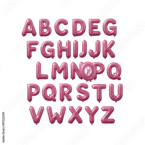 Pink Inflatable Alphabet Letters Isolated.