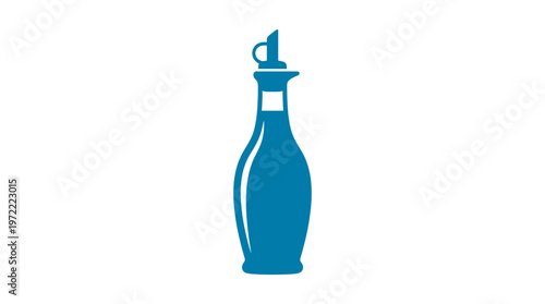Blue Olive Oil or Vinegar Bottle Cruet Icon for Kitchen or Cooking on Isolated White Background