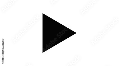 Black Play Button Icon for Video or Audio on Isolated White Background