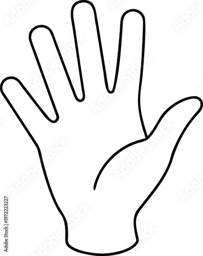 Open human hand showing a palm with five spread fingers symbolizing greeting or stop