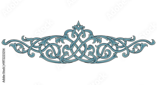 Intricate Teal Metalwork Ornate Design.