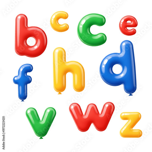 Colorful Alphabet Letter Balloons Floating.