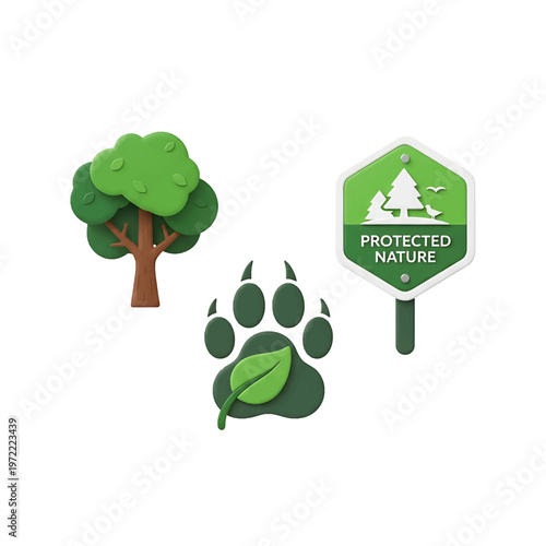Protected nature conservation eco symbol icons.
