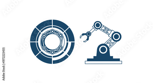 Robotic Arm and Circular Component - Modern Technology Illustration.