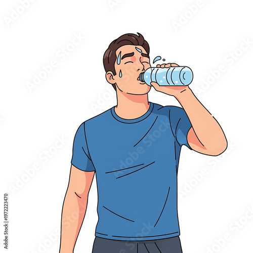 Man drinking from water bottle.