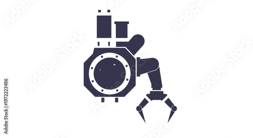 Modern Robotic Arm Illustration Isolated on a White Background.