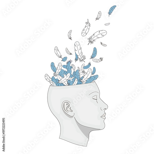 Head with feathers coming out mind.