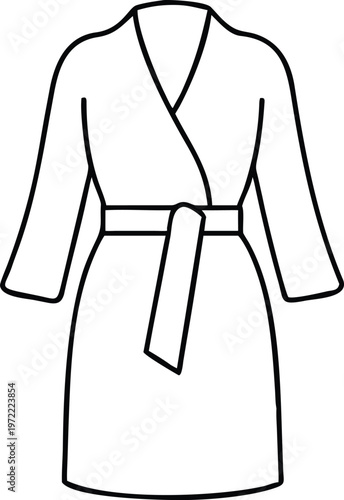 Outline drawing of a cozy spa bathrobe with a tied belt for relaxation