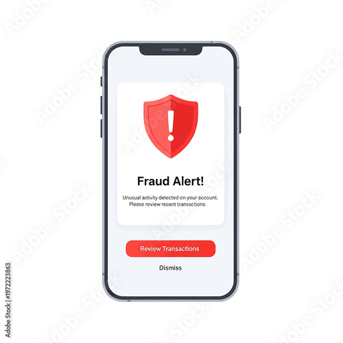 Smartphone screen displays fraud alert message.