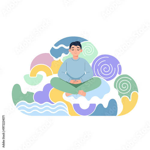 Man Sitting in Meditation Posture.