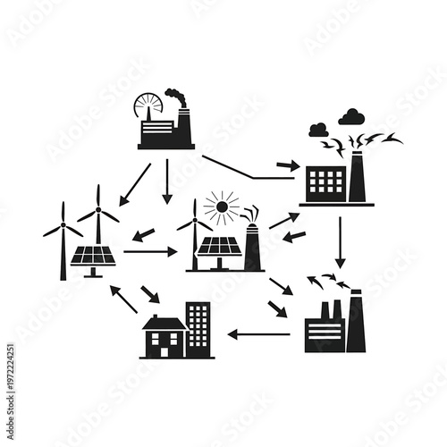 Energy sources and consumption process.