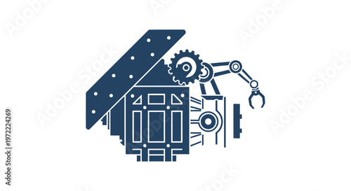 Robotic Arm Assembling Industrial Components in Automation Process.