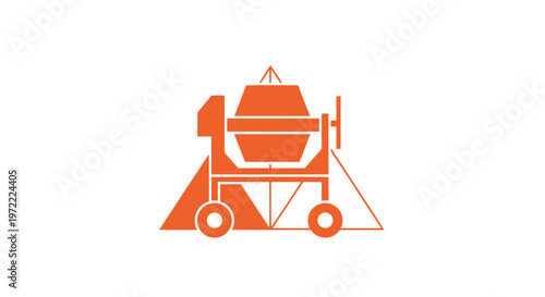 Orange Concrete Mixer Illustration on White Background for Construction.