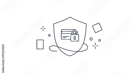Secure Credit Card and Shield Icon Illustrating Online Financial Protection.
