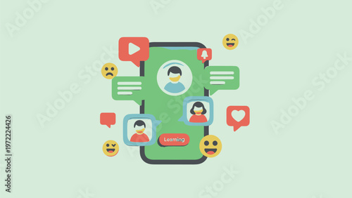 Social Media App Interface Displaying User Profiles and Notifications.