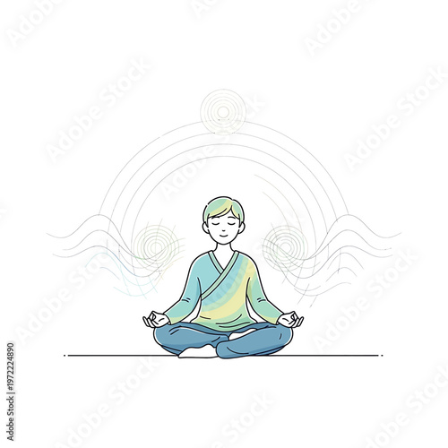 Woman in meditation sitting crosslegged 2.