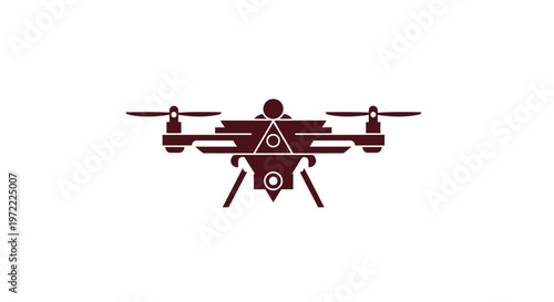 Modern Drone Silhouette on White Background for Technology Concepts.