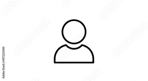 Simple Outline of a Human Person Icon on White Background.