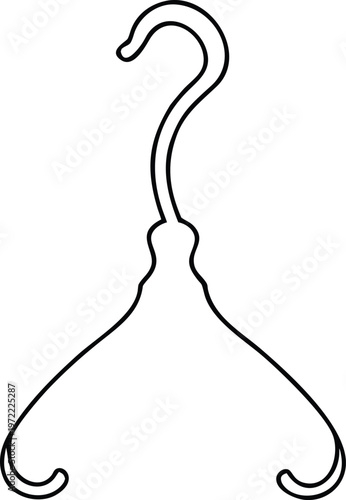 Outline Drawing of a Wire Clothing Hanger for Organizing Garments in Closets