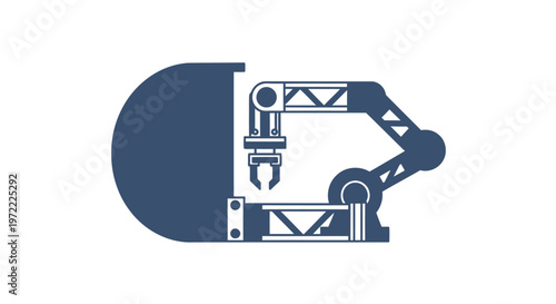 Robotic Arm Inside a Machine for Automated Manufacturing Processes.