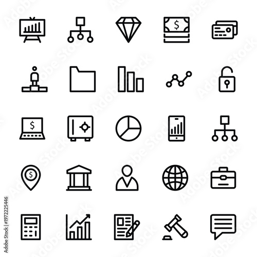 Outline icons for Banking & Finance