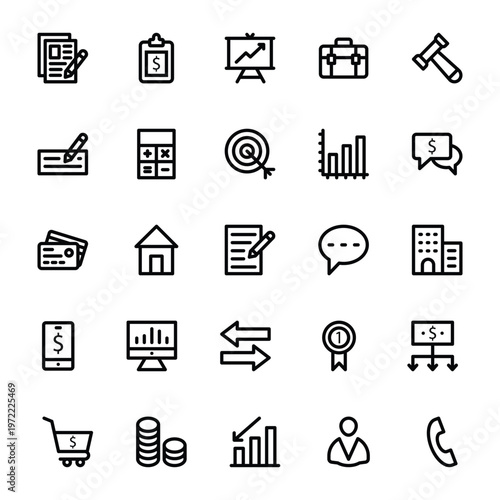 Outline icons for Banking & Finance