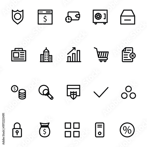 Outline icons for Banking & Finance