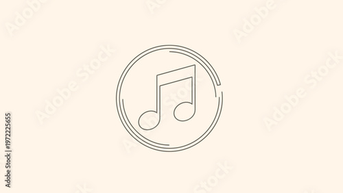 Simple Outline of a Musical Note Inside a Circle.