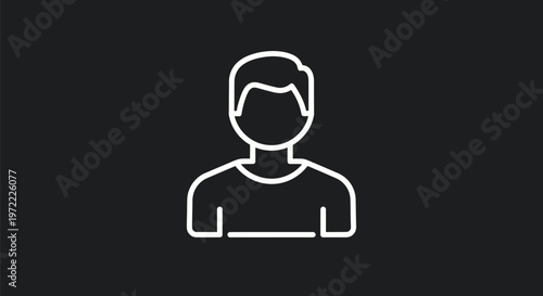 Simple Outline of a Person Depicted in White Lines on Black.