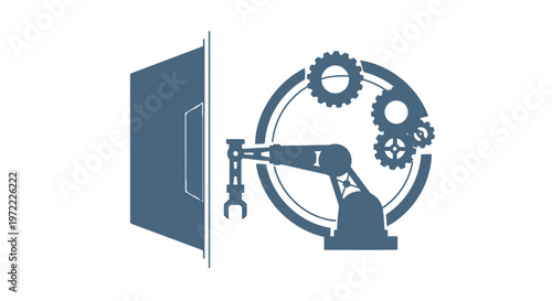 Robotic Arm Interacting with a Door - Automation and Technology Concept.