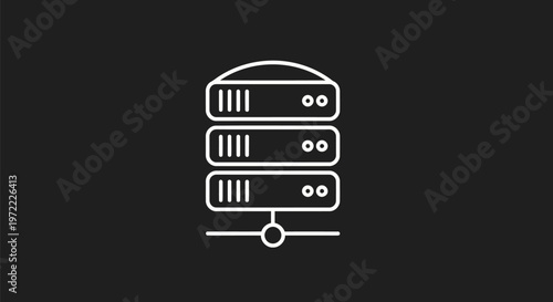Modern Server Rack Icon Depicting Data Storage and Network Connectivity.