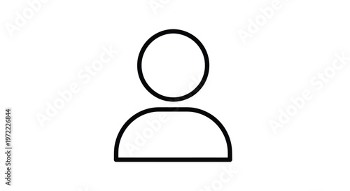 Simple Outline of a Person, Minimalist Icon, White Background.