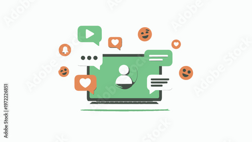 Social Media Marketing and Online Communication Concept Illustration.