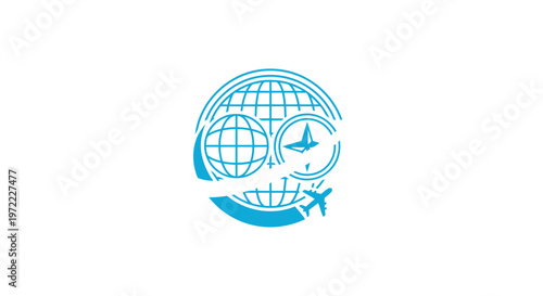 Modern Globe and Airplane Symbol for Travel and Tourism Company.