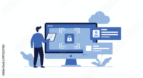Secure Data Protection - Illustrated Concept of Digital Security and Privacy.