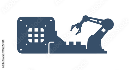 Robotic Arm Manipulating Objects in Automated Industrial Production.