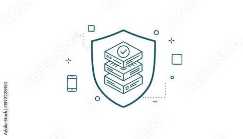 Secure Data Server Shield Icon Representing Protection and Safety.