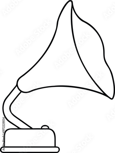 Outline of a classic gramophone horn symbolizing vintage sound reproduction and musical heritage