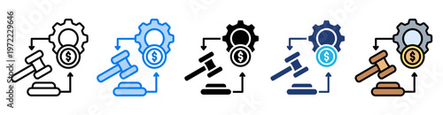 Auction icon set multiple style collection