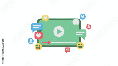 Modern Social Media Video Player with Interactive Icons and Interface.