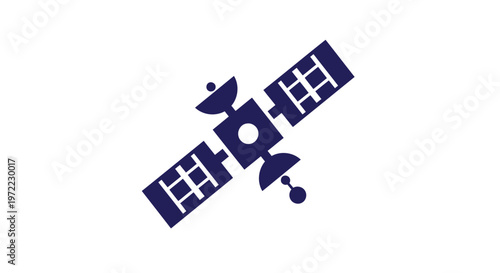 Modern Space Satellite Icon Isolated on White Background.