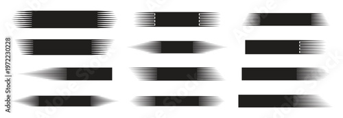 Black cartoon or comic speed lines with round corners. Simple line with motion effect. Comic book design element. Cartoon or comic speed lines with round corners,  vector illustration.